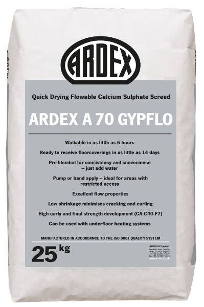 ARDEX A 70 GYPFLO Quick Drying Flowable Calcium Sulphate Screed