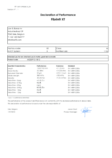 Fibrin XT DoP