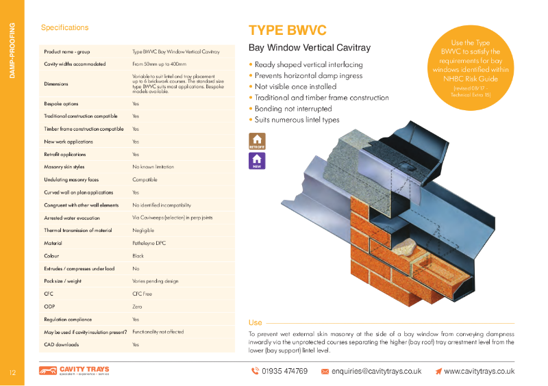 Type BWVC Bay Window Vertical Cavitray