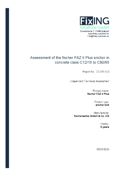 FAZII-Plus use in C12/15 and C80/95 concrete