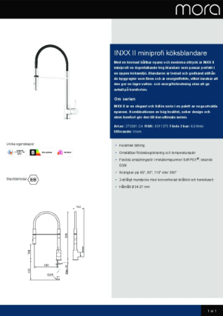 INXX II Miniprofi Köksblandare Produktblad