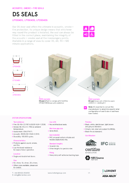 DS Acoustic, Smoke And Fire Seal datasheet