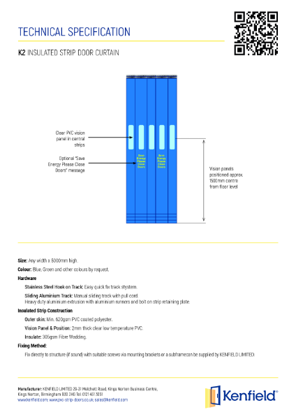 K2 Insulated Curtains Technical Specification