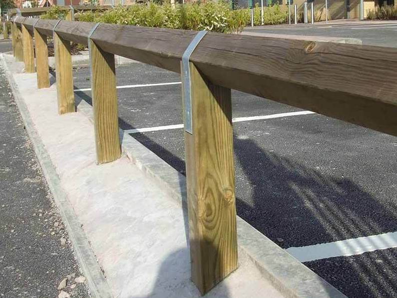 Wood post and rail barrier systems