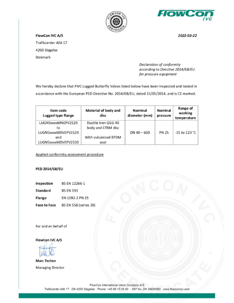 FIVC PED LUGN5 Butterfly Valves PN25