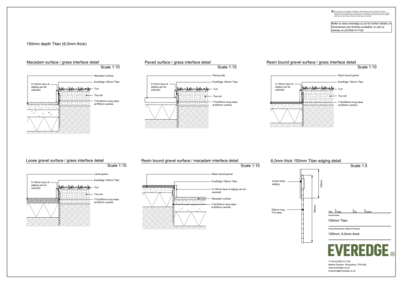 EverEdge Titan 150mm 6.0mm Thick Edging CAD Drawing