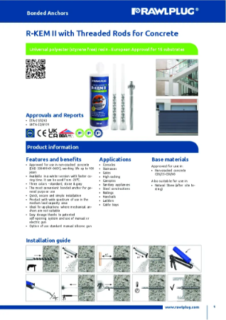 Rawlplug®  KEM-II Styrene-Free Polyester Resin, Concrete - Technical Data Sheet