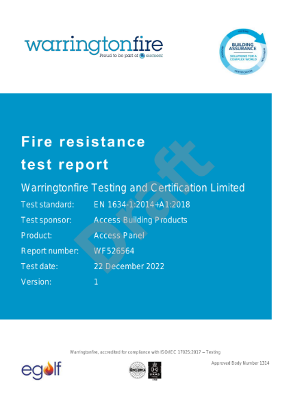 Fire test report for Electricity meter overbox