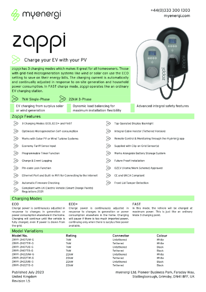 zappi Datasheet