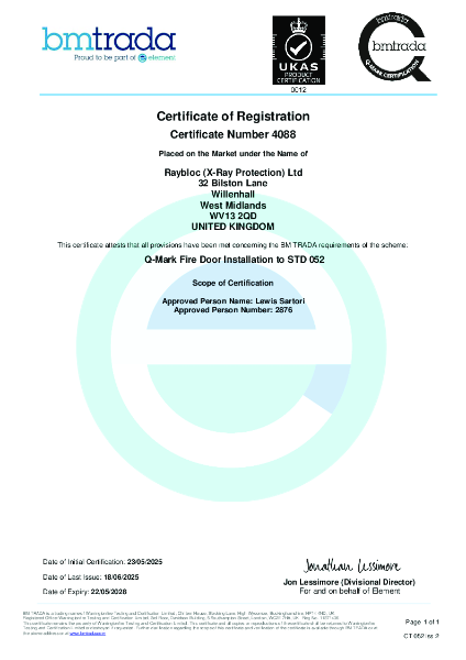 Q-Mark Fire Door Installation to STD 052