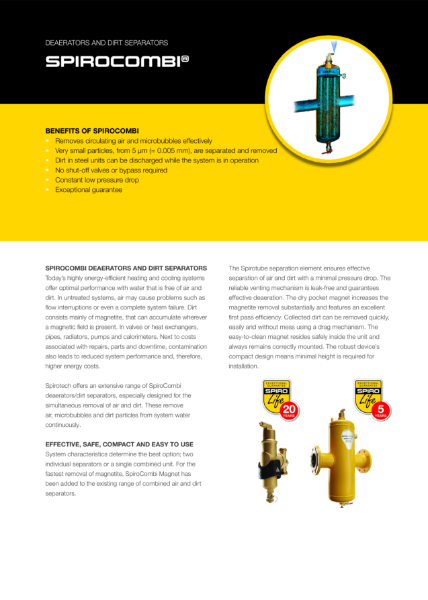 Deaerators & Dirt Separators SpiroCombi