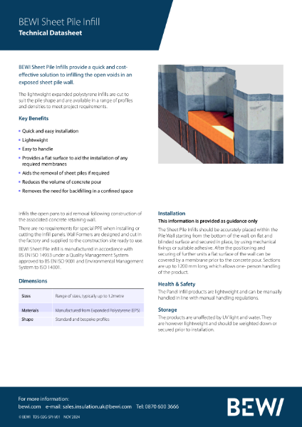 Sheet Pile Infill Technical Data Sheet