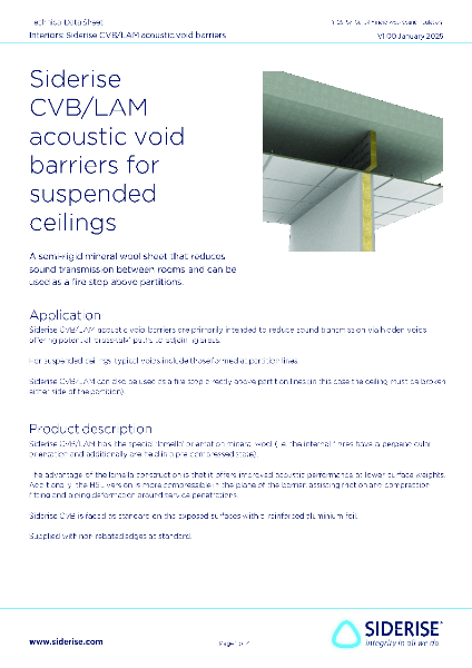 Siderise CVB/LAM acoustic void barrier for suspended ceilings v1.00