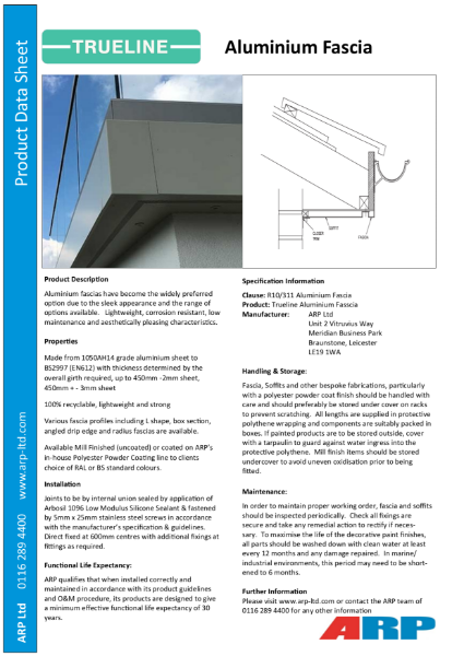 Trueline Fascia Data Sheet