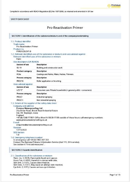 Safety Data Sheet - Pro-Prime® Reactivation
