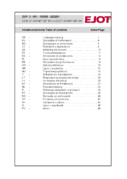DoP ETA-10-0305 SDF 10V H
