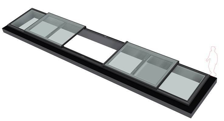 Sliding Rooflight (Bi-Parting Slide Over Fixed) - Vent & Access