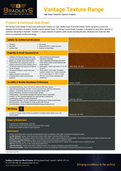 Vantage Texture Product & Technical Data Sheet