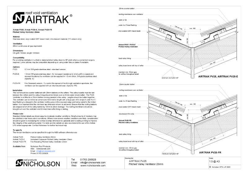 AIRTRAK PV25 Tech Data Sheet