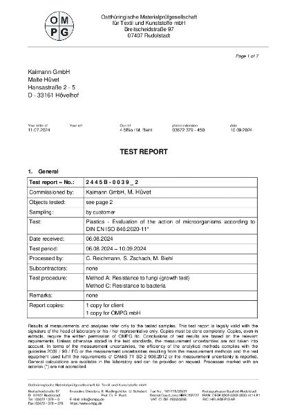 Antimicrobial Test Report