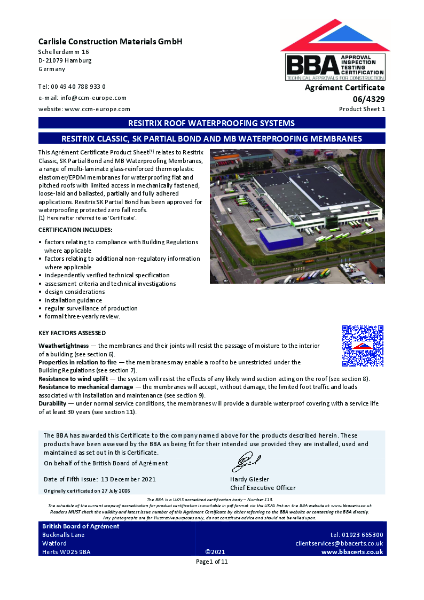 BBA Agrément Certificate