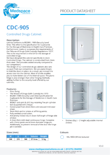 CDC-905 - Controlled Drugs Cabinet