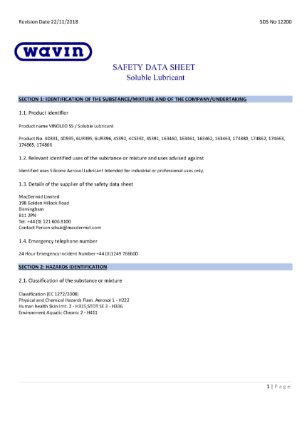 MSDS - OSMA Soluble Lubricant