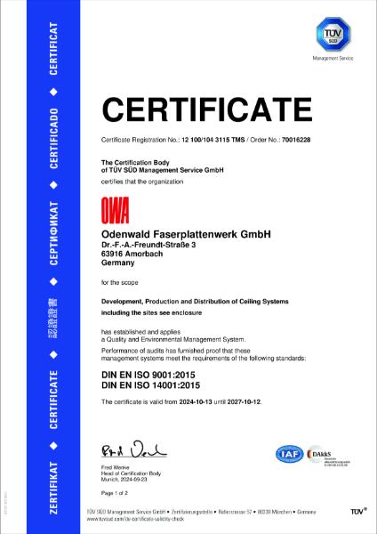 ISO 14001 certificate