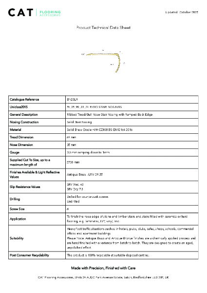 BN2SLR Antique Brass Technical Datasheet