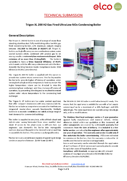 Technical Submission - Trigon XL 200 H2 - Datasheet
