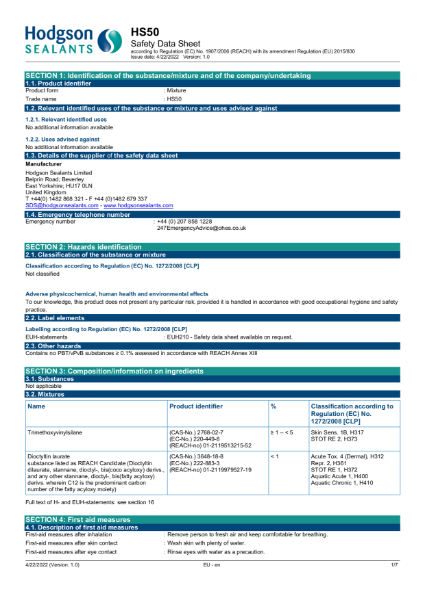 HS50 Safety Data Sheet