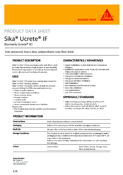 Sika® Ucrete® IF Product Data Sheet