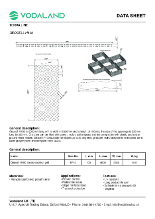 Geocell H100 data sheet