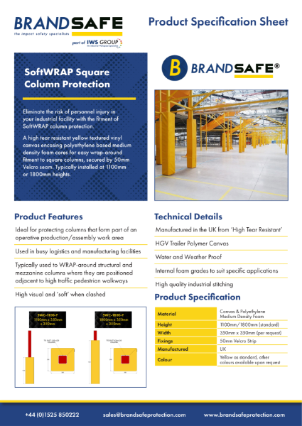 SoftWRAP Square Column Protector - Brandsafe Spec Sheet