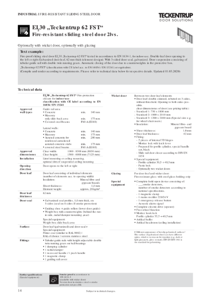 EI2 30 Sliding Door FST 62 (2-leaf) (Technical Data)