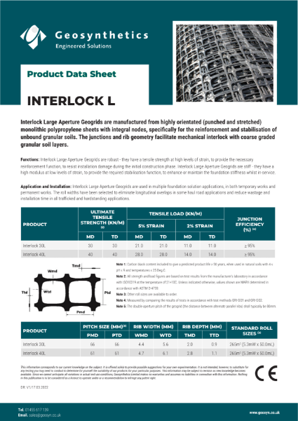 Interlock L Geogrids (Interlock 30L/ Interlock 40L) - Data Sheet