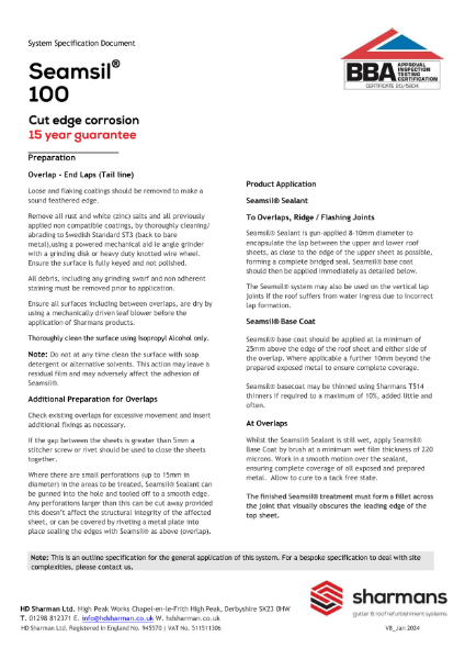 Seamsil 100 system specification