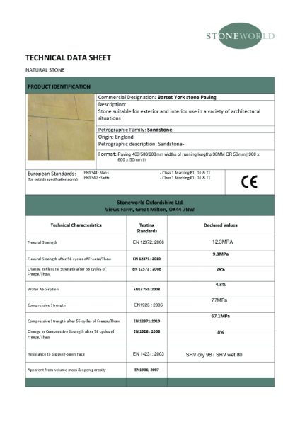 Barset Yorkstone - Technical Data Sheet