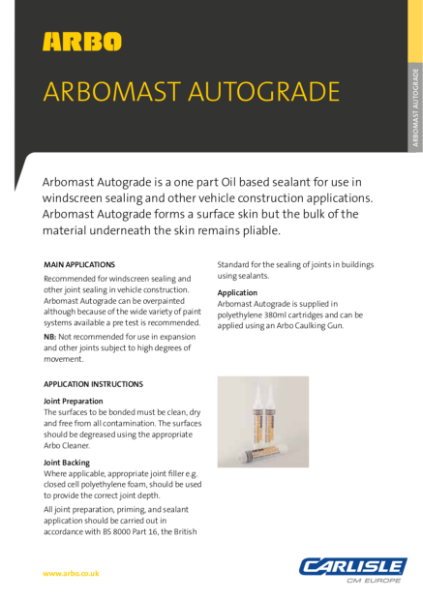 ARBOMAST Autograde Data Sheet