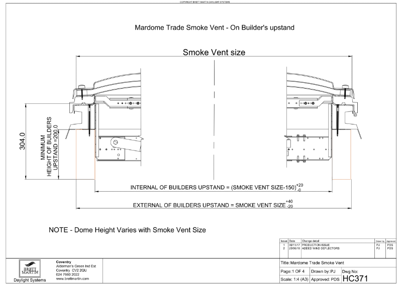 Technical drawing - AOV Smoke vent