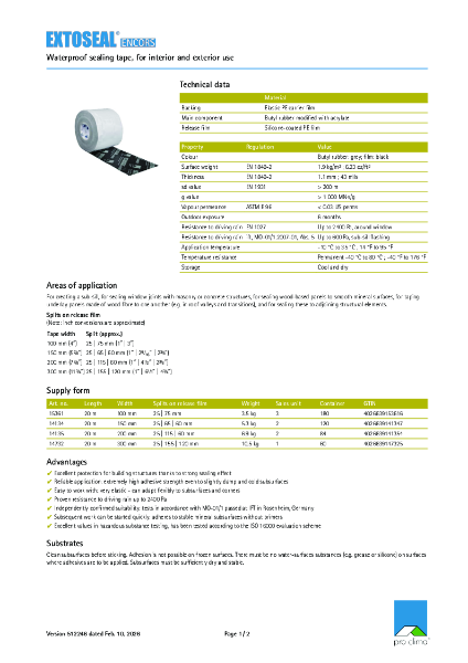Extoseal Encors Technical Datasheet