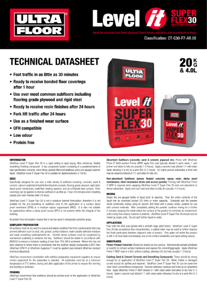 Level IT Super Flex 30 Technical Datasheet