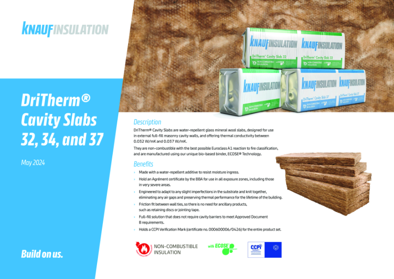 Knauf Insulation DriTherm® Cavity Slabs - Product Datasheet