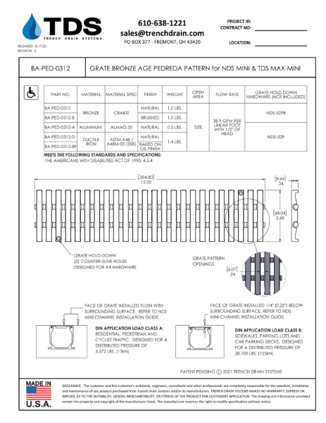 Grate Bronze Age Pedreda Pattern for NDS Mini & TDS Max-Mini