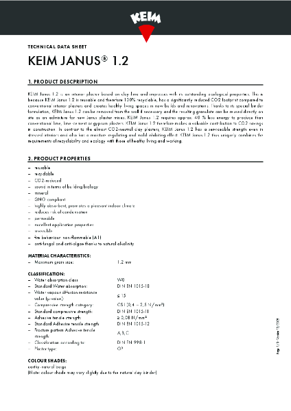Keim Janus 1.2 Technical Data Sheet