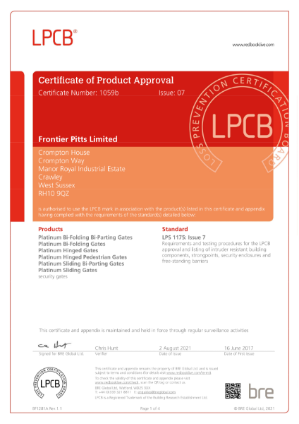 Platinum Gates Certificate: LPS1175/C1059b