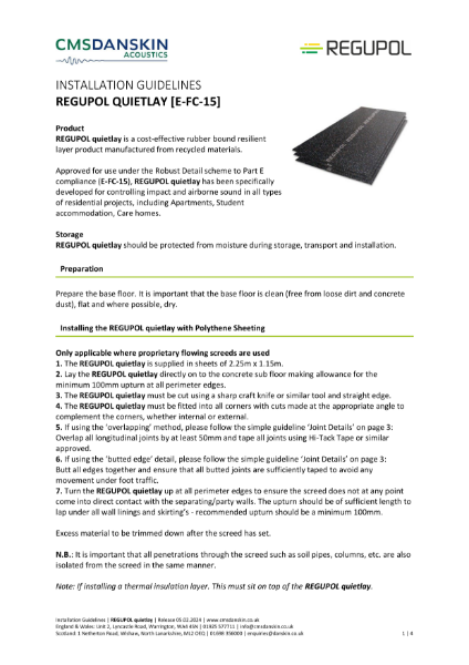 REGUPOL sonus quietlay - Technical Data Sheet