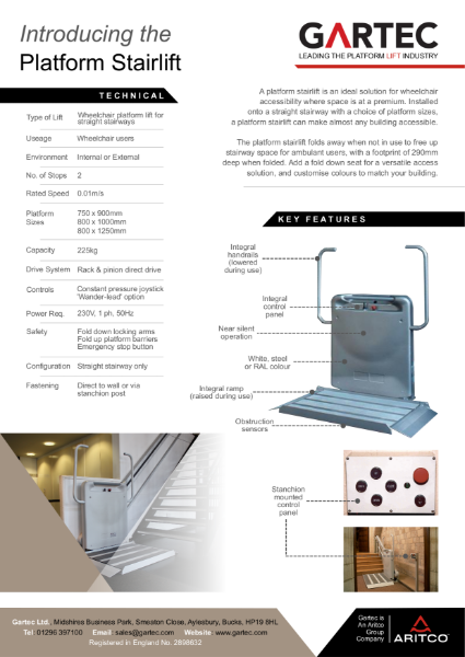 Gartec Platform Stairlift Information