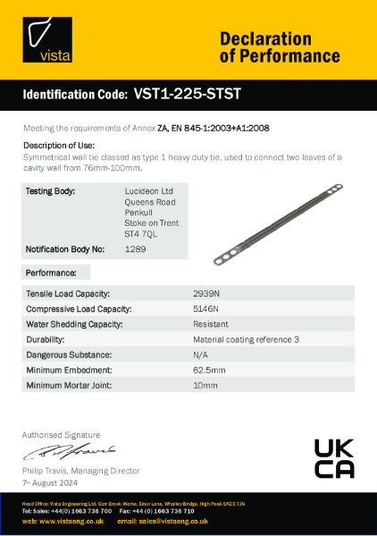 VST1-225-STST Declaration of Performance