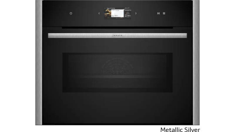 Compact 45cm ovens with Microwave Silver trim